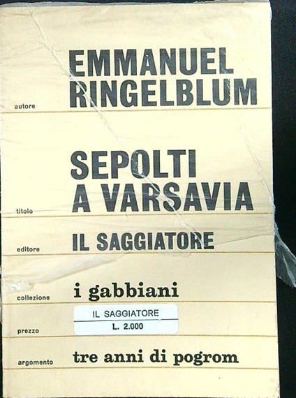 Sepolti a Varsavia - Emmanuel Ringelblum - copertina