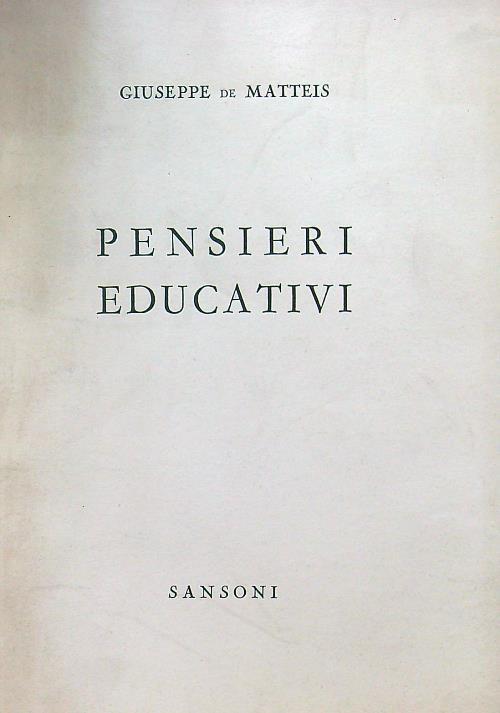 Pensieri educativi - Giuseppe De Matteis - copertina