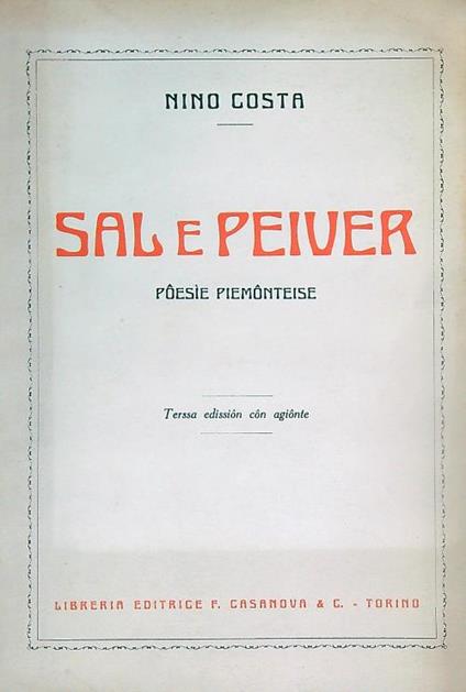 Sal e peiver. Poesie piemonteise - Nino Costa - copertina