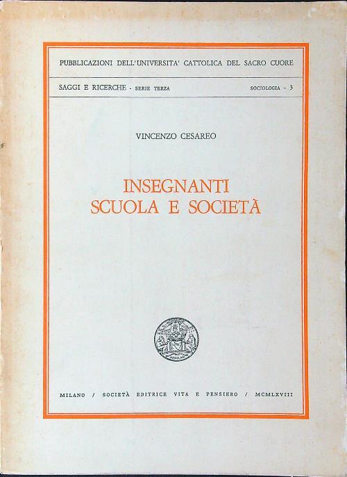 Insegnanti scuola e società - Vincenzo Cesareo - copertina