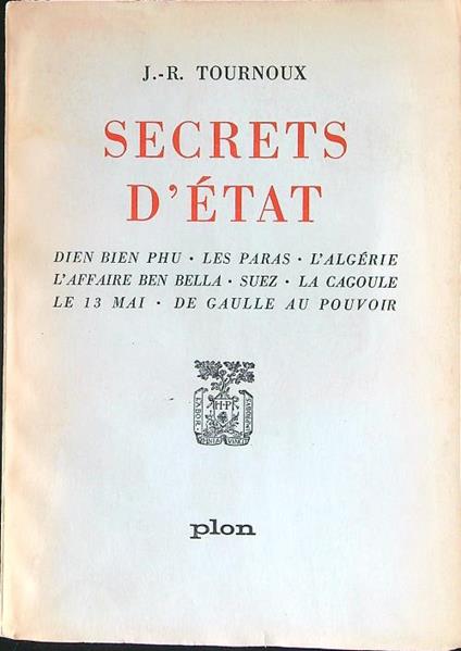 Secrets d'etat - J. R. Tournoux - copertina