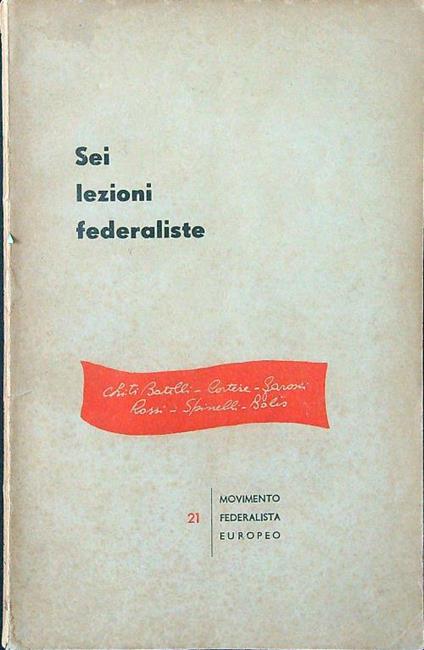 Sei lezioni federaliste - copertina