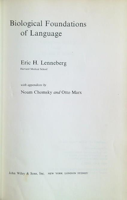 Biological Foundations of Language - Eric H. Lenneberg - copertina