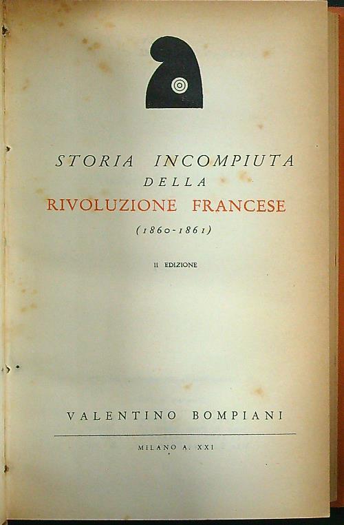 Storia incompiuta della rivoluzione francese - A. Mazzoni - copertina