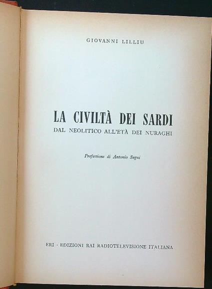 La civiltà dei sardi - Giovanni Lilliu - copertina