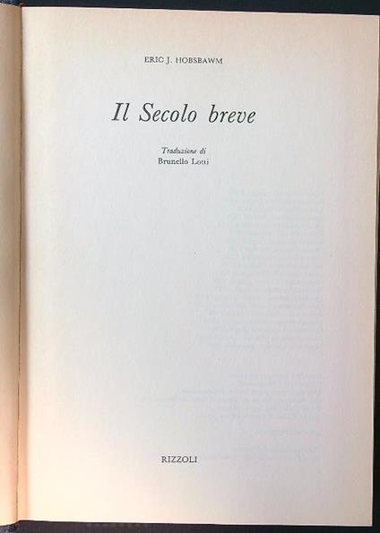 Il Secolo breve - Eric Hobsbawm - copertina