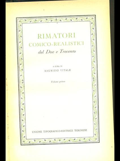 Rimatori comico-realistici del 200 e 300 - Maurizio Vitale - copertina