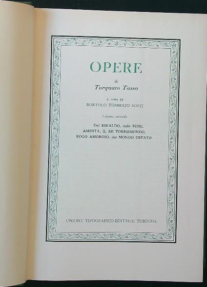 Opere. Volume secondo - Torquato Tasso - copertina