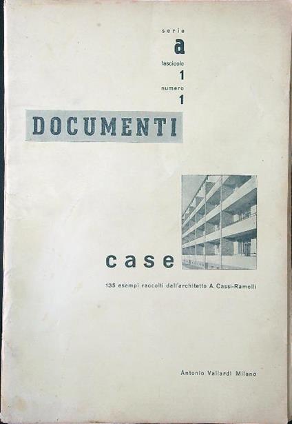 Documenti Case serie A fascicolo 1 numero 1 - A. Cassi-Ramelli - copertina