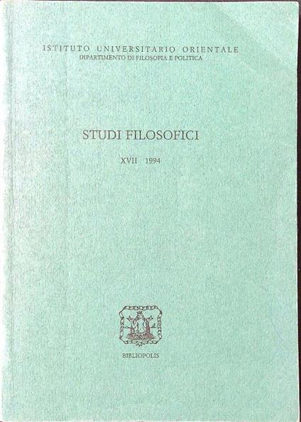 Studi filosofici XVII 1994 - copertina
