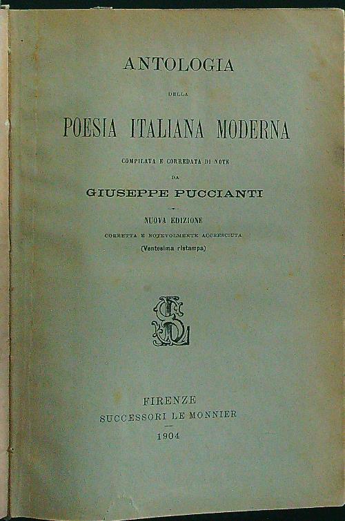 Antologia della poesia italiana moderna - Giuseppe Puccianti - copertina