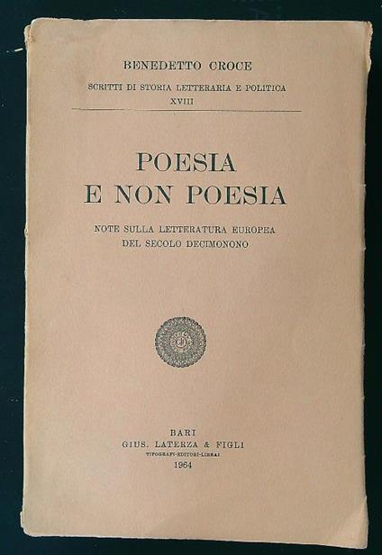Poesia e non poesia - Benedetto Croce - copertina