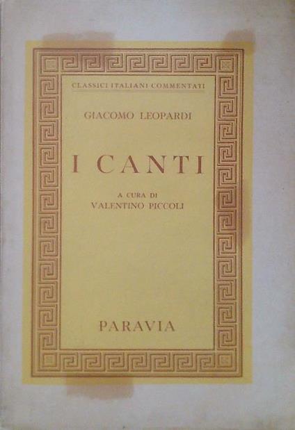 I canti - Giacomo Leopardi - copertina