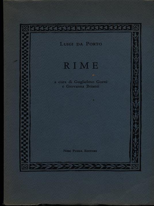 Rime - Luigi da Porto - copertina