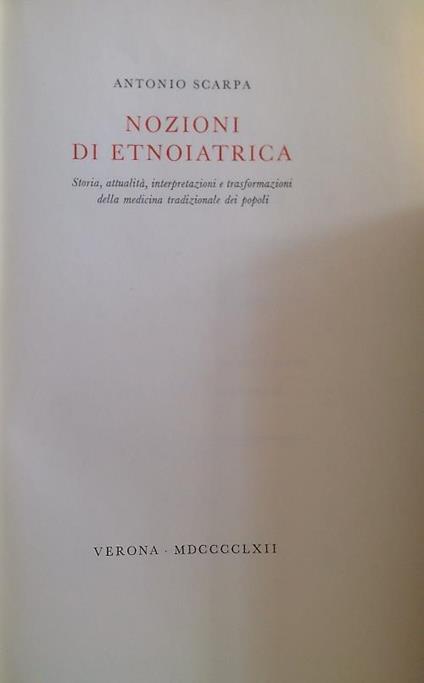 Nozioni di etnoiatrica - Antonio Scarpa - copertina