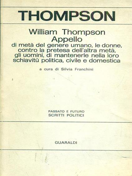 Appello di metà del genere umano - William Thompson - copertina