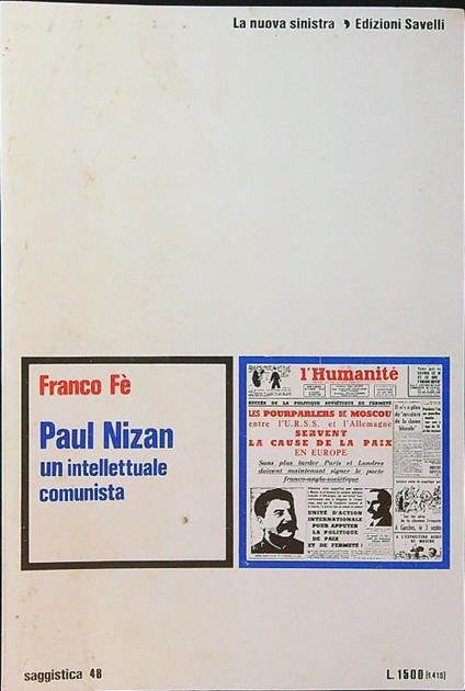 Paul Nizan un intellettuale comunista - Franco Fè - copertina