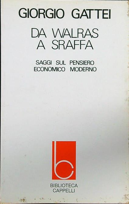 Da Walras a Sraffa - Giorgio Gattei - copertina