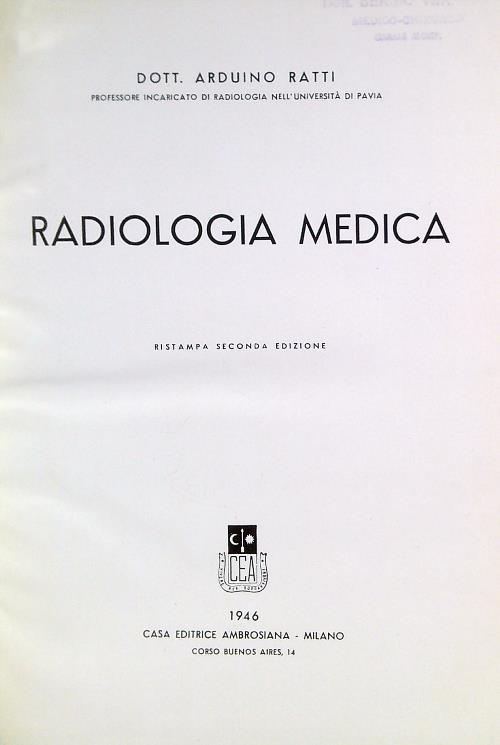 Radiologia medica - Arduino Ratti - copertina