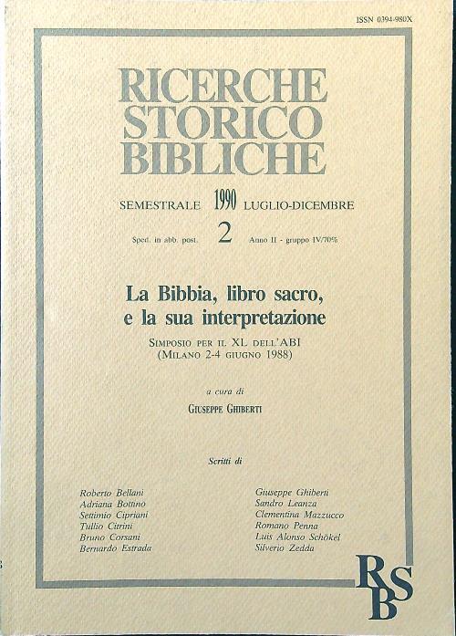 Ricerche storico bibliche n. 2/luglio-dicembre 1990 - Giuseppe Ghiberti - copertina