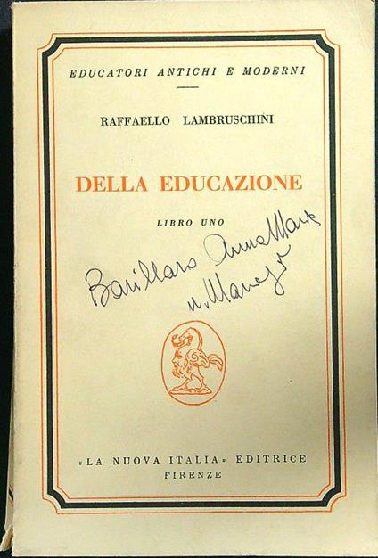 Della educazione libro uno - Raffaello Lambruschini - copertina