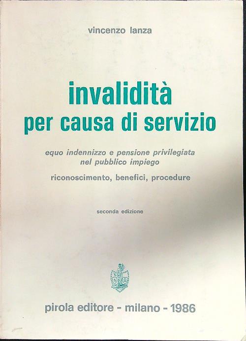Invalidità per causa di servizio - Vincenzo Lanza - copertina