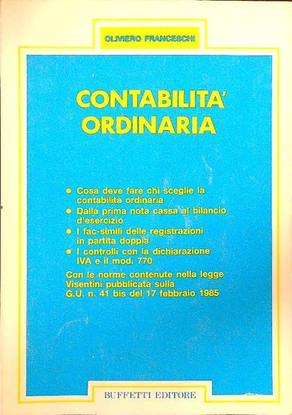 Contabilità ordinaria - Oliviero Franceschi - copertina