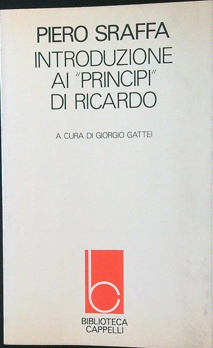 Introduzione ai 'principì di Ricardo - Piero Sraffa - copertina