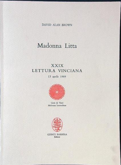 Madonna Litta - XXIX Lettura vinciana - David A. Brown - copertina