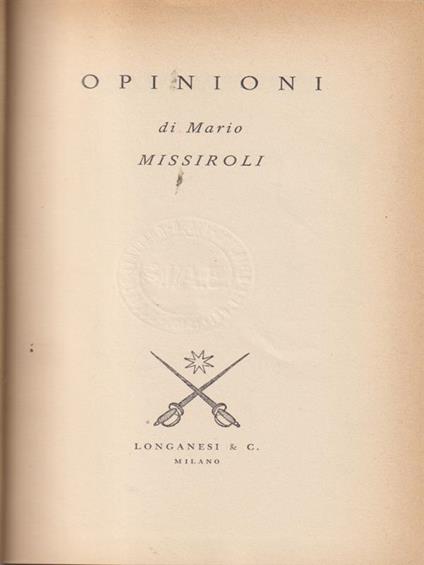 Opinioni - Mario Missiroli - copertina