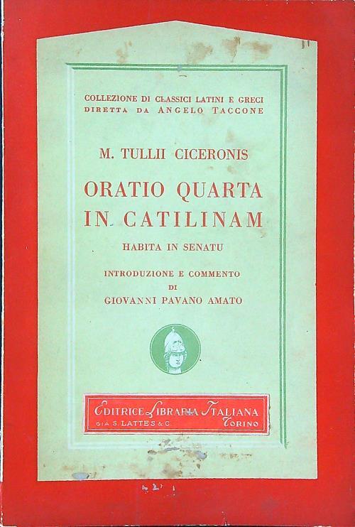 Oratio Quarta in Catilinam - M. Tullii Ciceronis - copertina