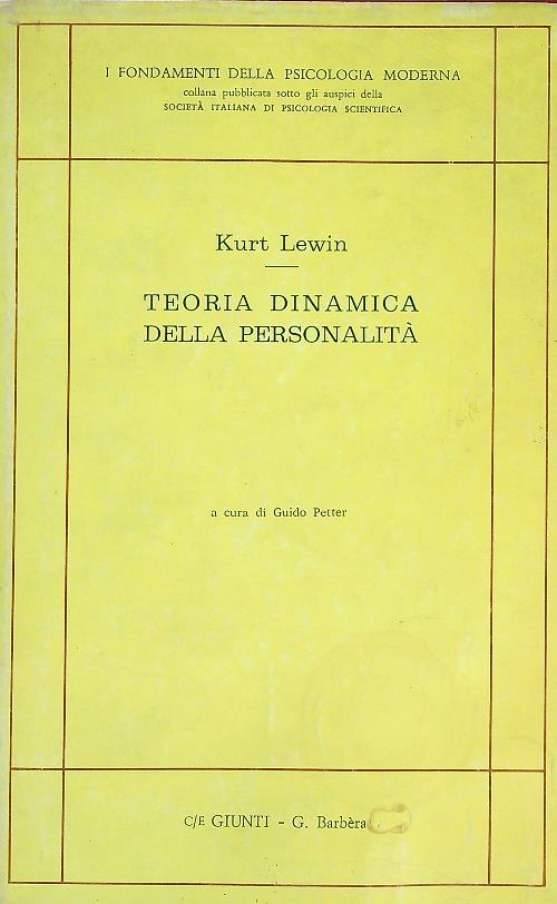 Teoria dinamica della personalità - Kurt Lewin - copertina