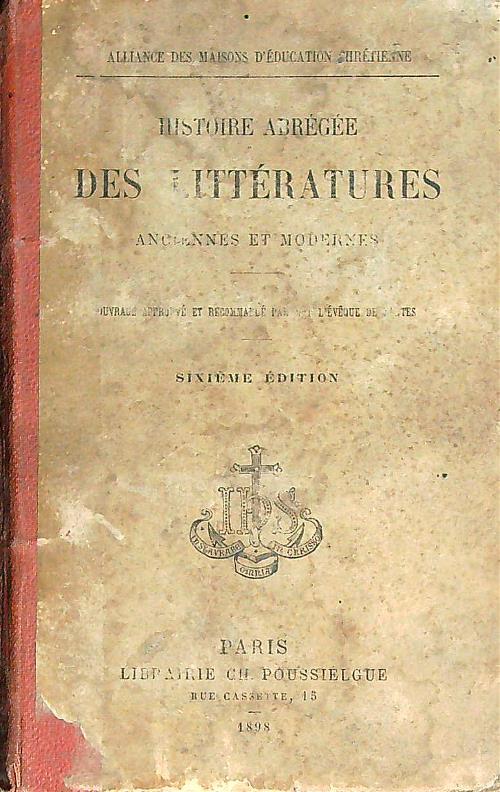 Histoire abregee des litteratures  - J. M.J.A. - copertina