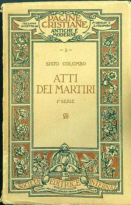 Atti dei Martiri - Sisto Colombo - copertina