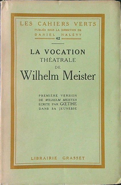 La vocation theatrale de Wilhelm Meister - copertina