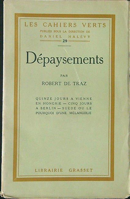 Depaysements - Robert De Traz - copertina