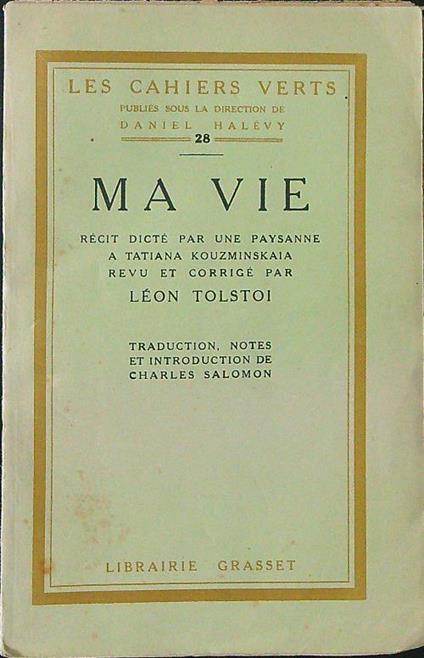 Ma vie - Leon Tolstoi - copertina