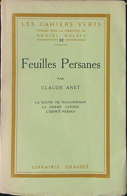 Feuilles Persanes - Claude Anet - copertina