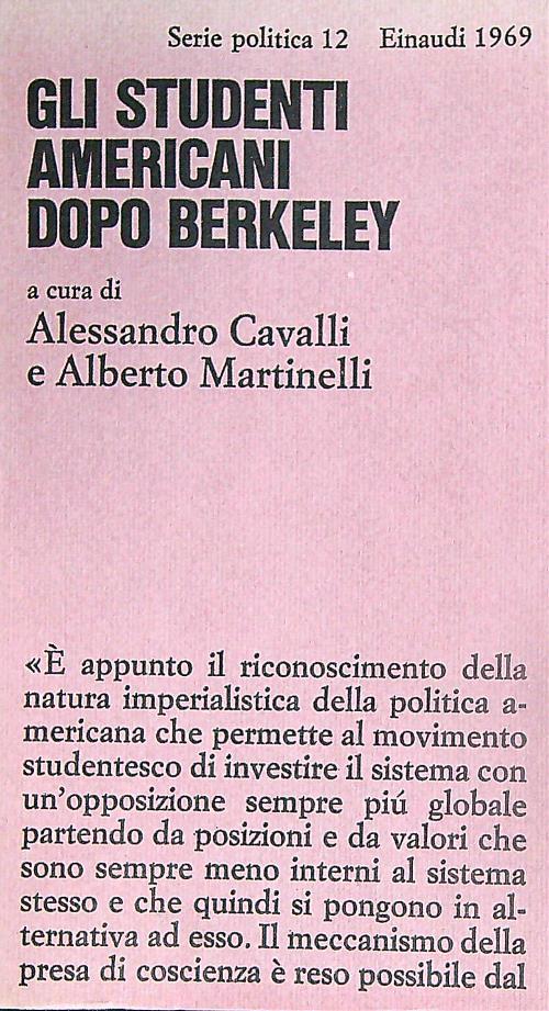 Gli studenti americani dopo Berkeley - Alessandro Cavalli - copertina
