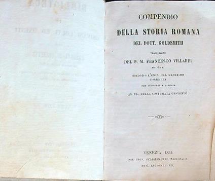 Il compendio della storia romana del dott. Goldsmith - Francesco Villardi - copertina