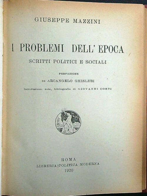 I problemi dell'epoca - Giuseppe Mazzini - copertina
