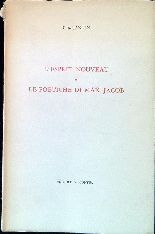 L' esprit nouveau e le poetiche di Max Jacob - P. A. Jannini - copertina
