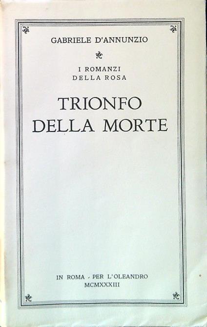 Trionfo della morte - Gabriele D'Annunzio - copertina