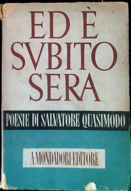 Ed è subito sera - Salvatore Quasimodo - copertina