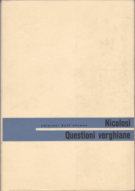 Questioni verghiane - Francesco Nicolosi - copertina