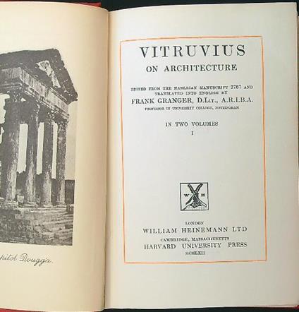 On Architecture vol. I - Vitruvius - copertina