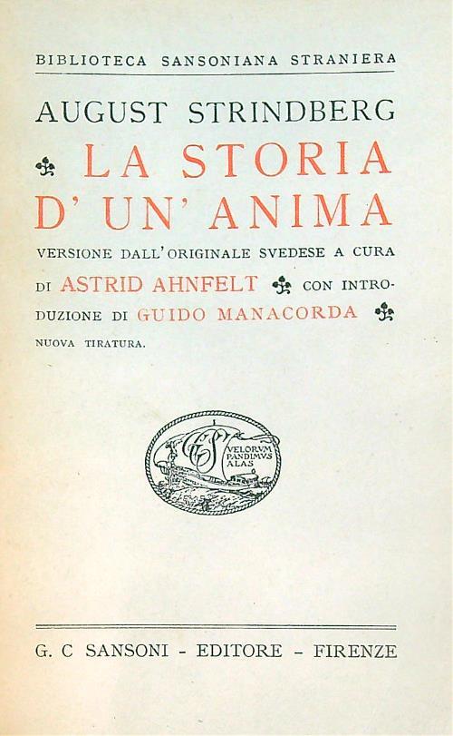 La storia di un'anima - August Strindberg - copertina