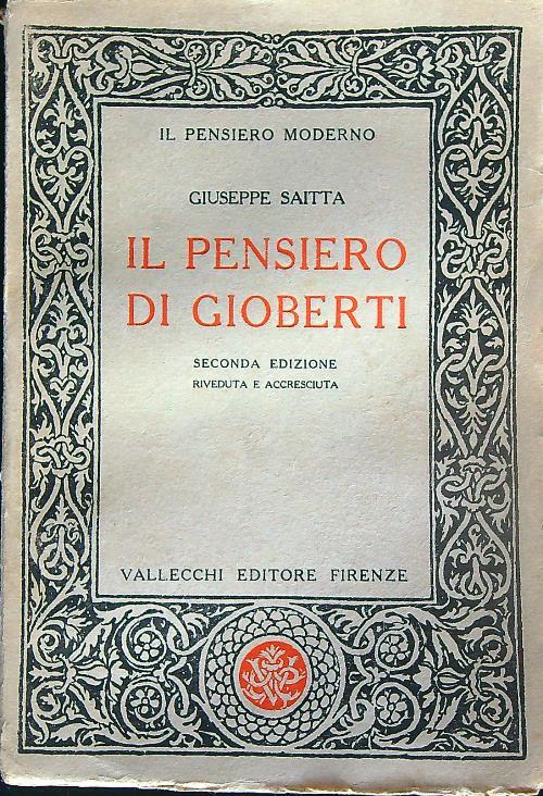 Il pensiero di Gioberti - Giuseppe Saitta - copertina