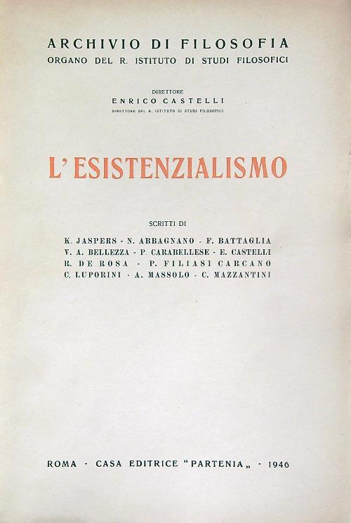 L' esistenzialismo - Enrico Castelli - copertina