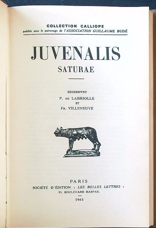 Saturae - Juvenalis - copertina